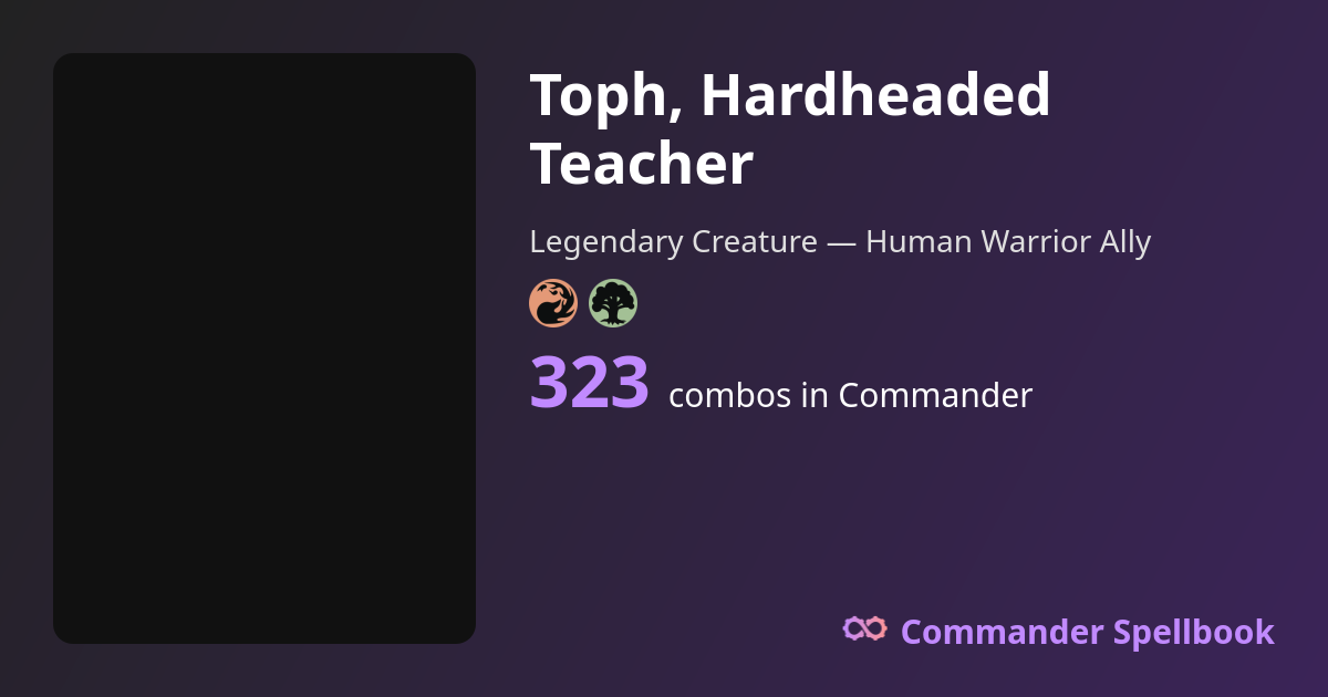Toph, Hardheaded Teacher Combos | Commander Spellbook
