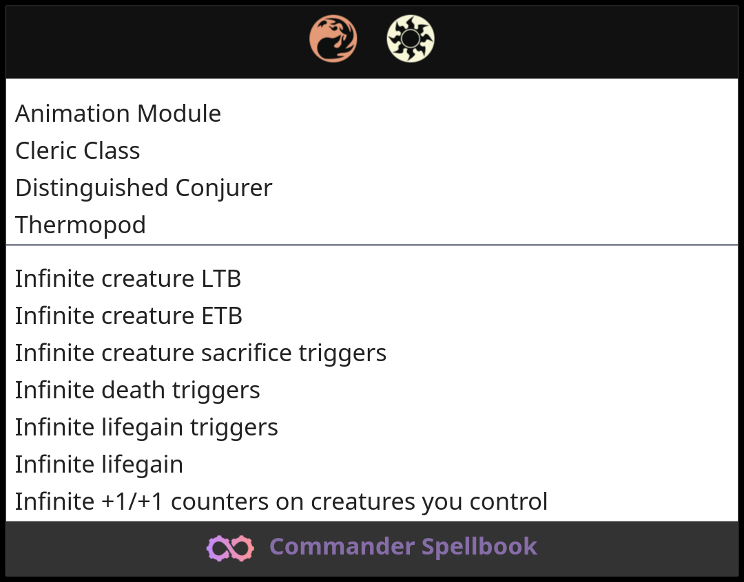 Animation Module | Distinguished Conjurer | Thermopod (and one other card)