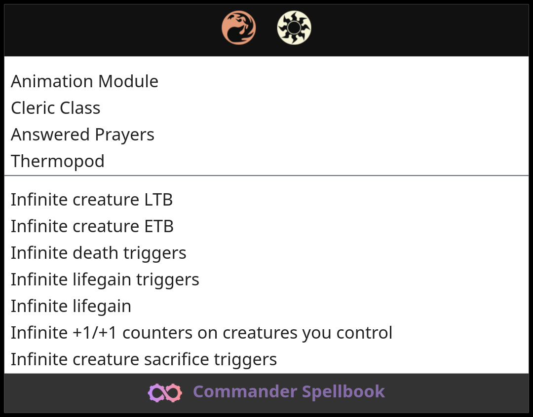 Animation Module | Answered Prayers | Thermopod (and one other card)