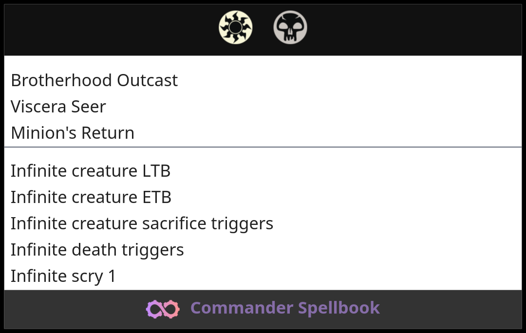Brotherhood Outcast | Viscera Seer | Minion's Return