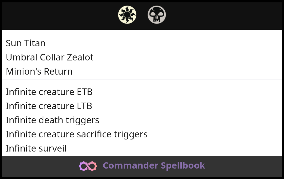 Sun Titan | Umbral Collar Zealot | Minion's Return