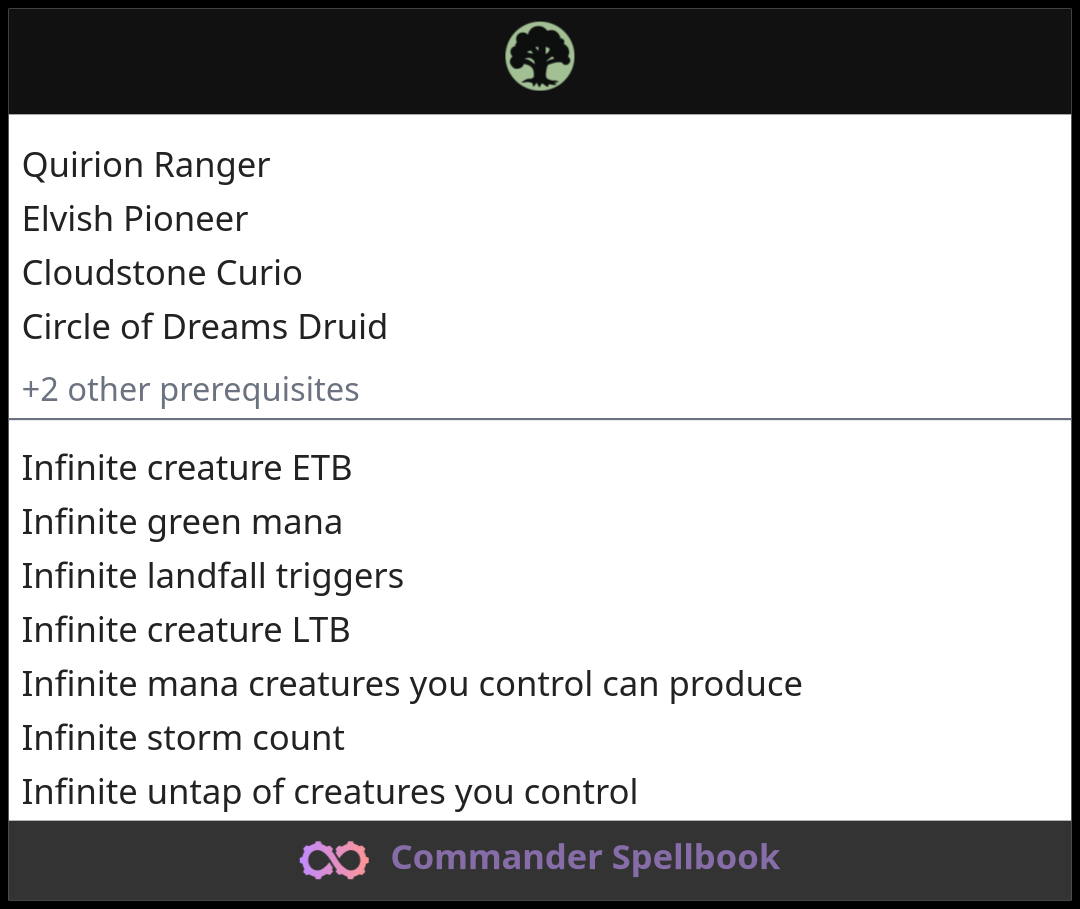 Quirion Ranger | Elvish Pioneer | Cloudstone Curio (and one other card)
