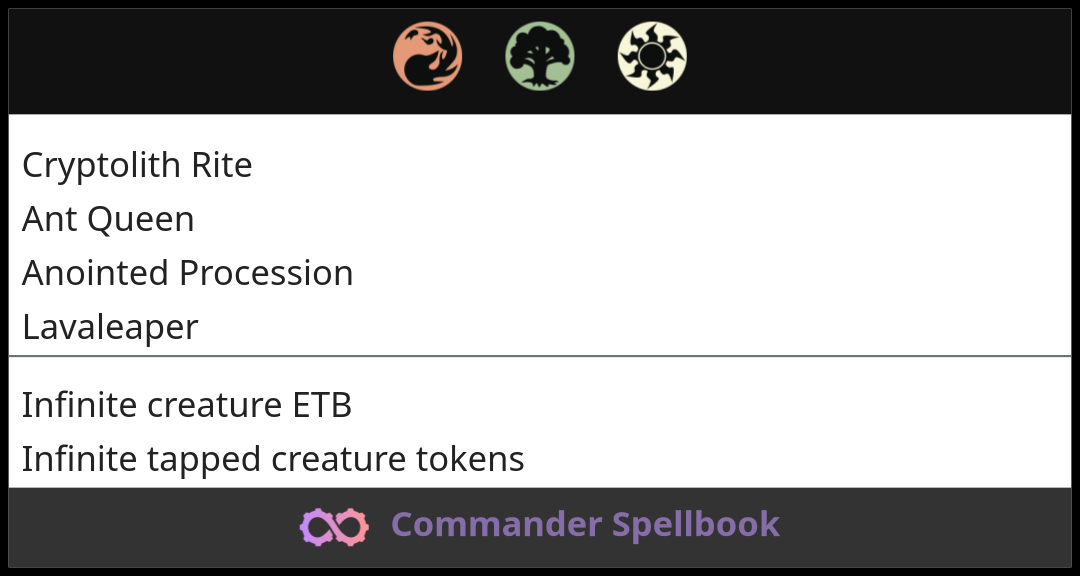 Cryptolith Rite | Ant Queen | Anointed Procession (and one other card)