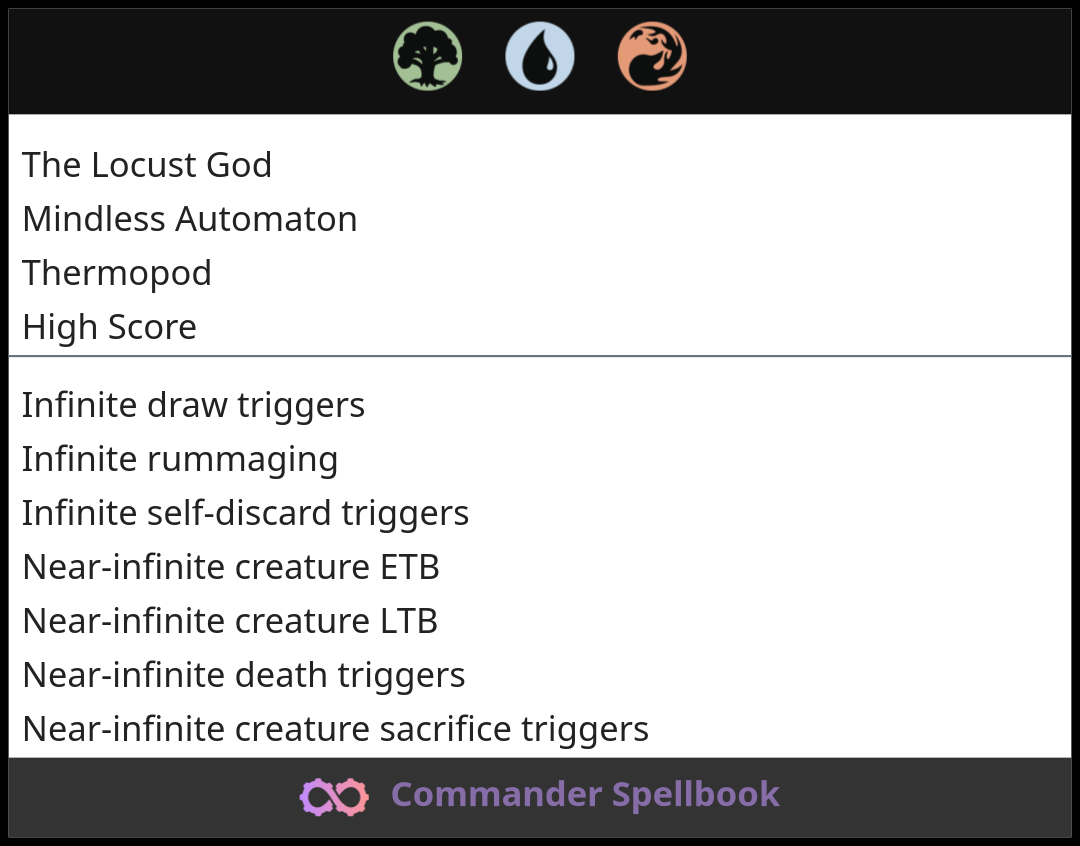 The Locust God | Mindless Automaton | Thermopod (and one other card)