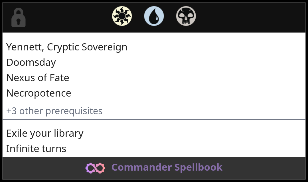 Yennett, Cryptic Sovereign | Doomsday | Nexus of Fate (and one other card)