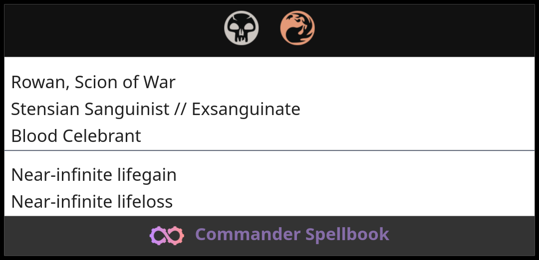 Rowan, Scion of War | Stensian Sanguinist // Exsanguinate | Blood Celebrant