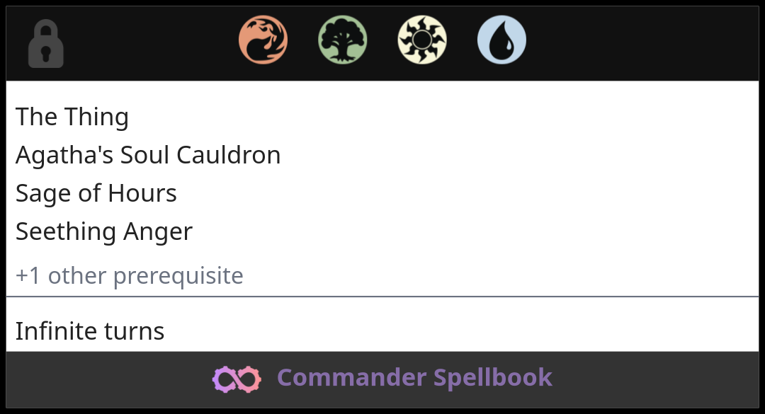 The Thing + Agatha's Soul Cauldron + Sage of Hours (and one other card ...
