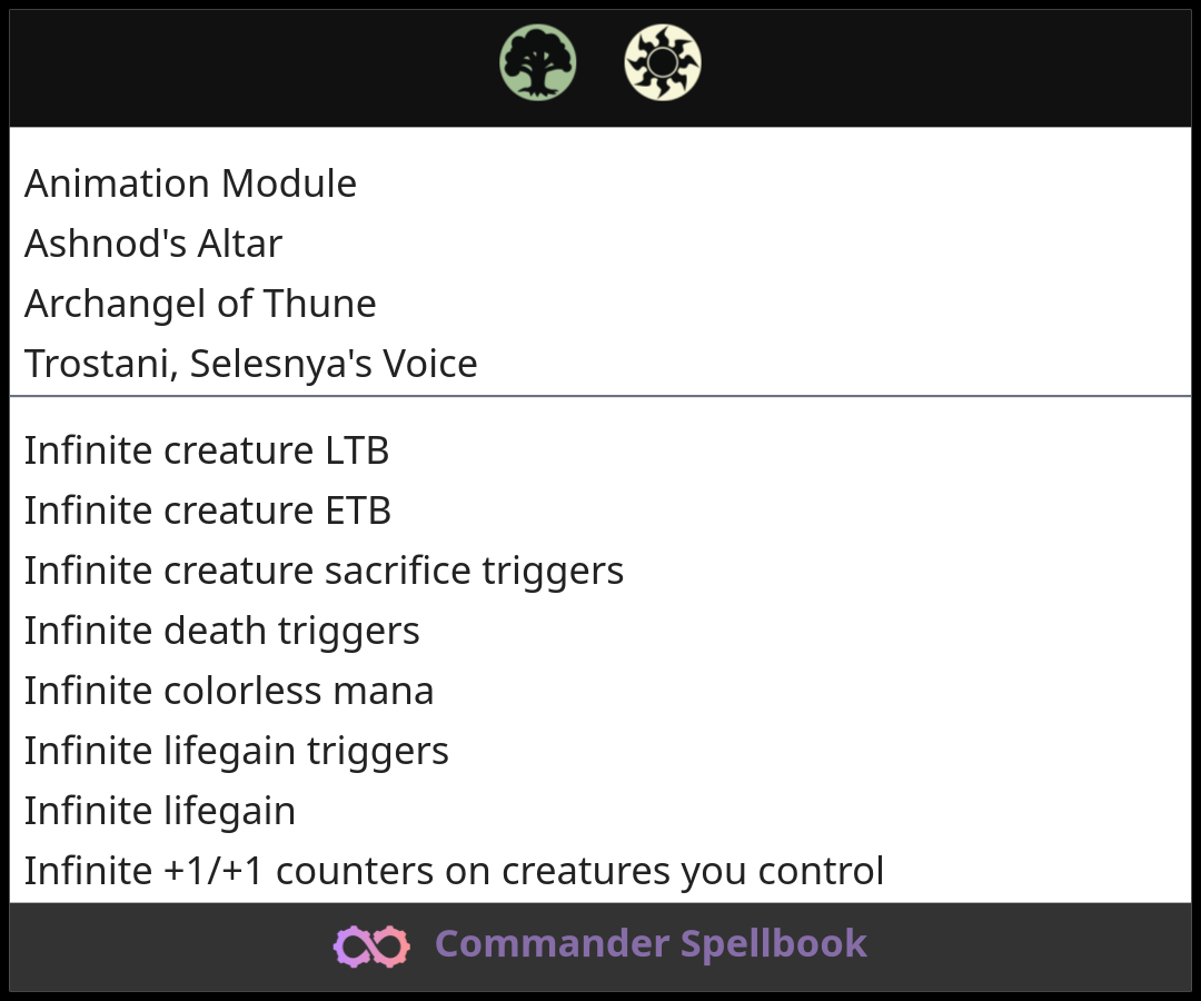 Animation Module | Ashnod's Altar | Archangel of Thune (and one other card)