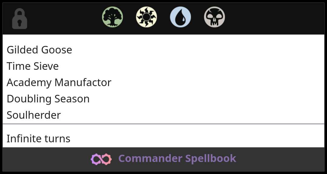 Gilded Goose | Time Sieve | Academy Manufactor (and two other cards)