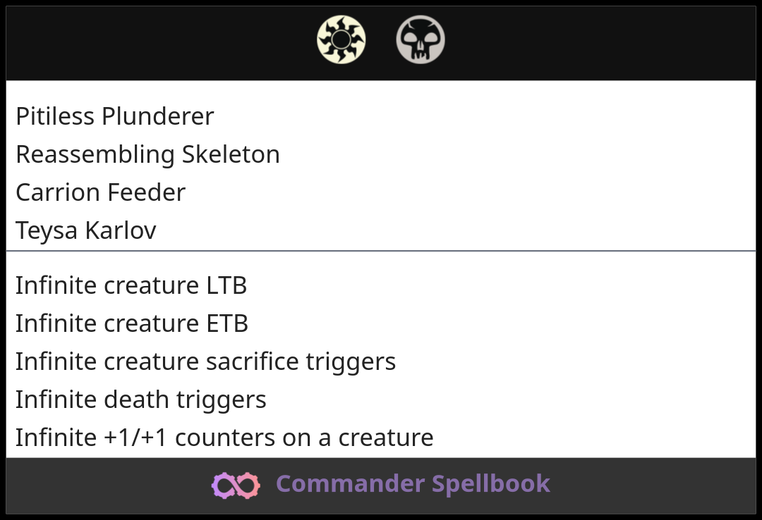 Pitiless Plunderer | Reassembling Skeleton | Teysa Karlov (and one ...