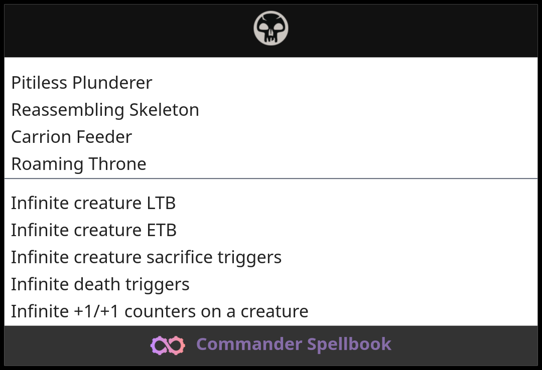 Pitiless Plunderer | Reassembling Skeleton | Roaming Throne (and one ...