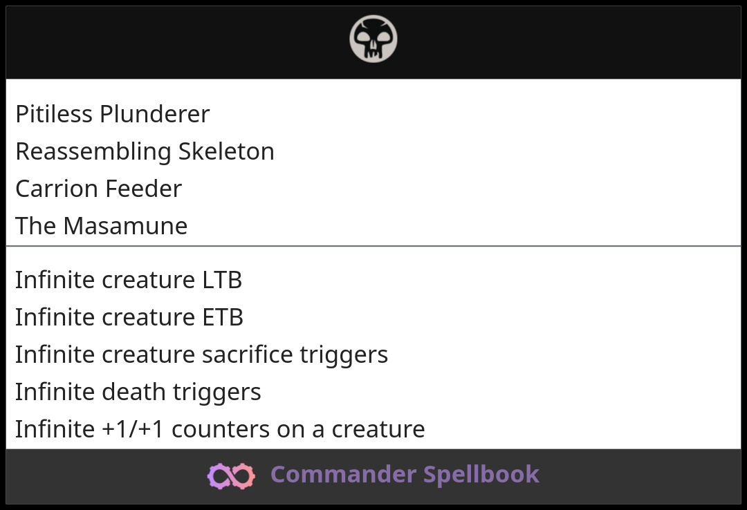 Pitiless Plunderer | Reassembling Skeleton | Carrion Feeder (and one ...