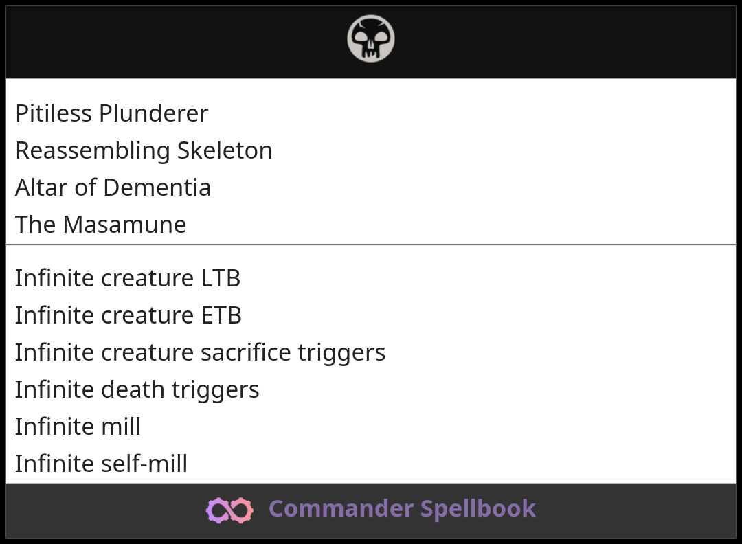 Pitiless Plunderer | Reassembling Skeleton | Altar of Dementia (and one ...