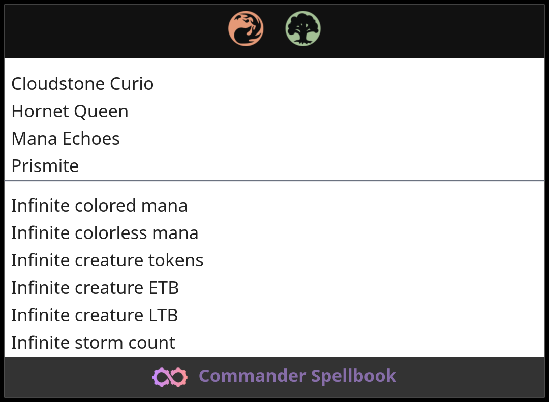 Cloudstone Curio | Hornet Queen | Mana Echoes (and one other card)