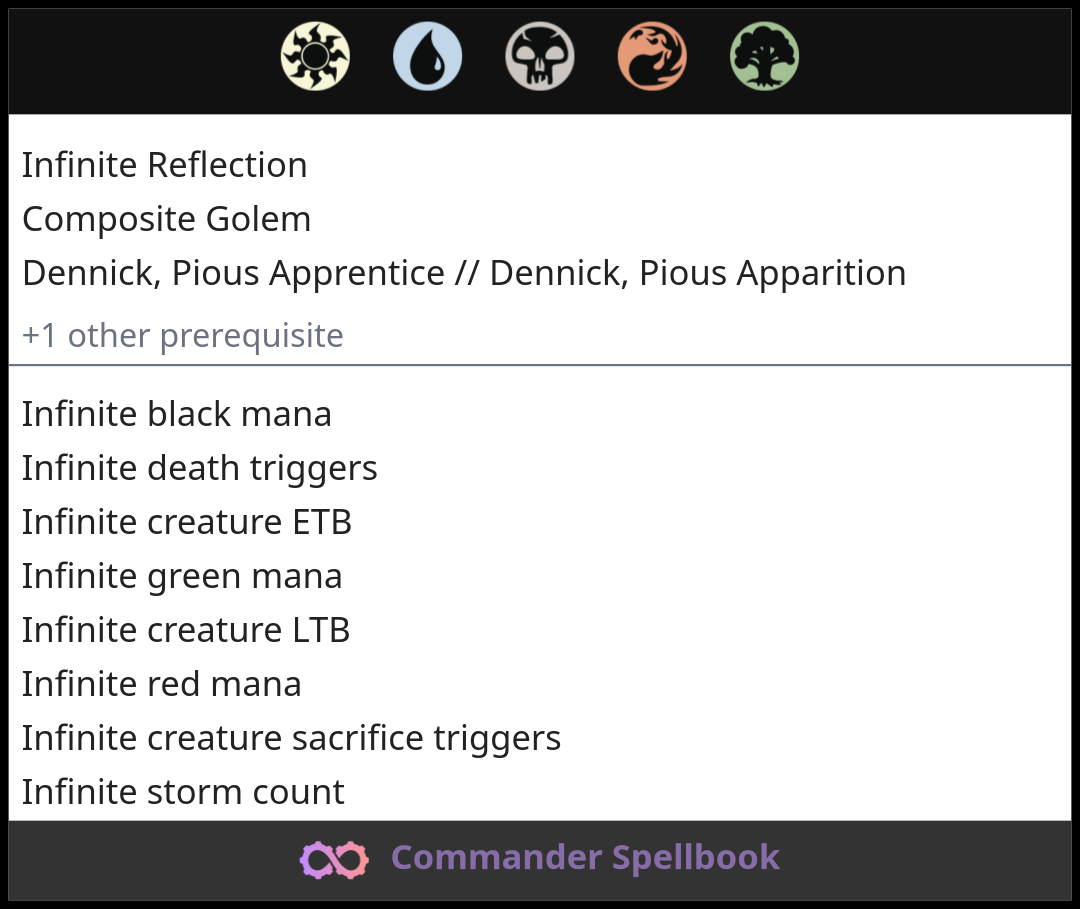 Infinite Reflection | Composite Golem | Dennick, Pious Apprentice ...