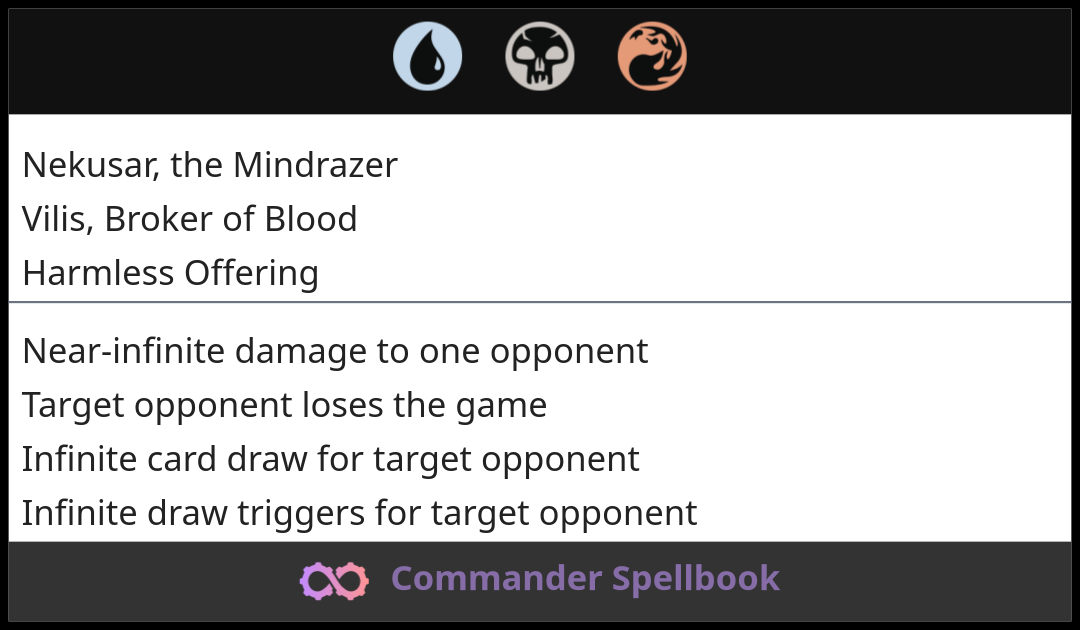 Nekusar, the Mindrazer | Vilis, Broker of Blood | Harmless Offering