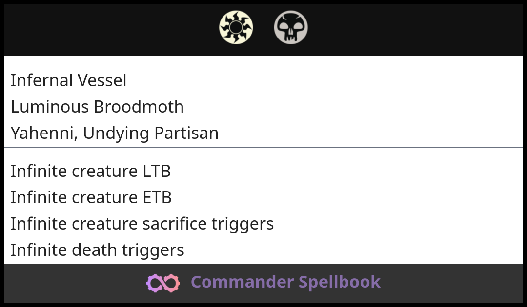 Infernal Vessel | Luminous Broodmoth | Yahenni, Undying Partisan
