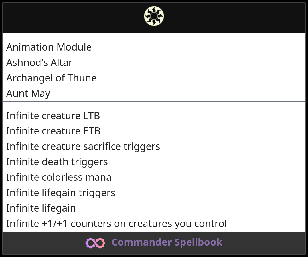 Animation Module | Ashnod's Altar | Archangel of Thune (and one other card)