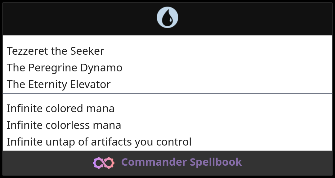 Tezzeret the Seeker + The Peregrine Dynamo + The Eternity Elevator ...