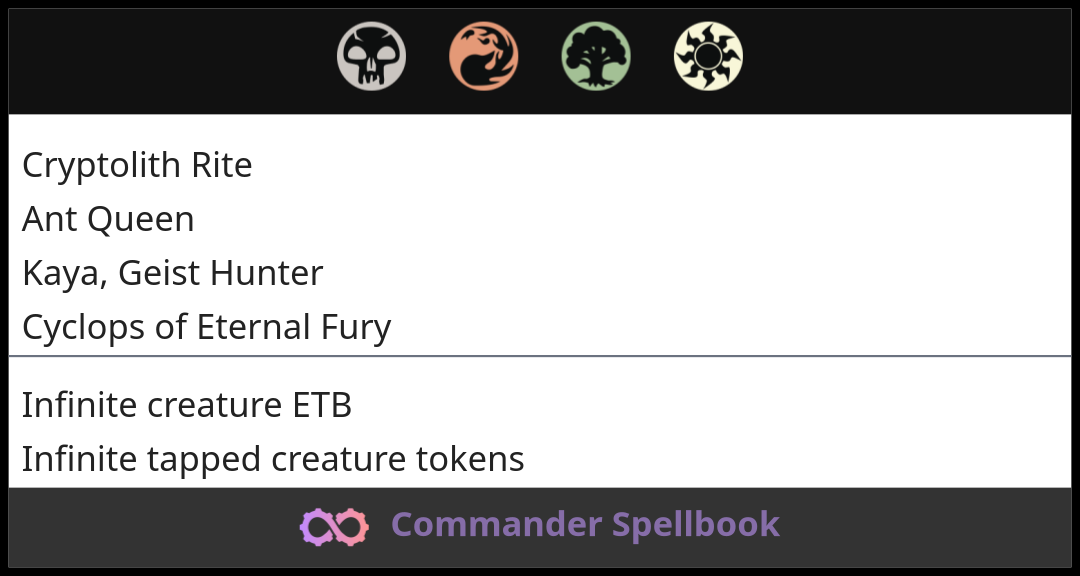 Cryptolith Rite | Ant Queen | Kaya, Geist Hunter (and one other card)