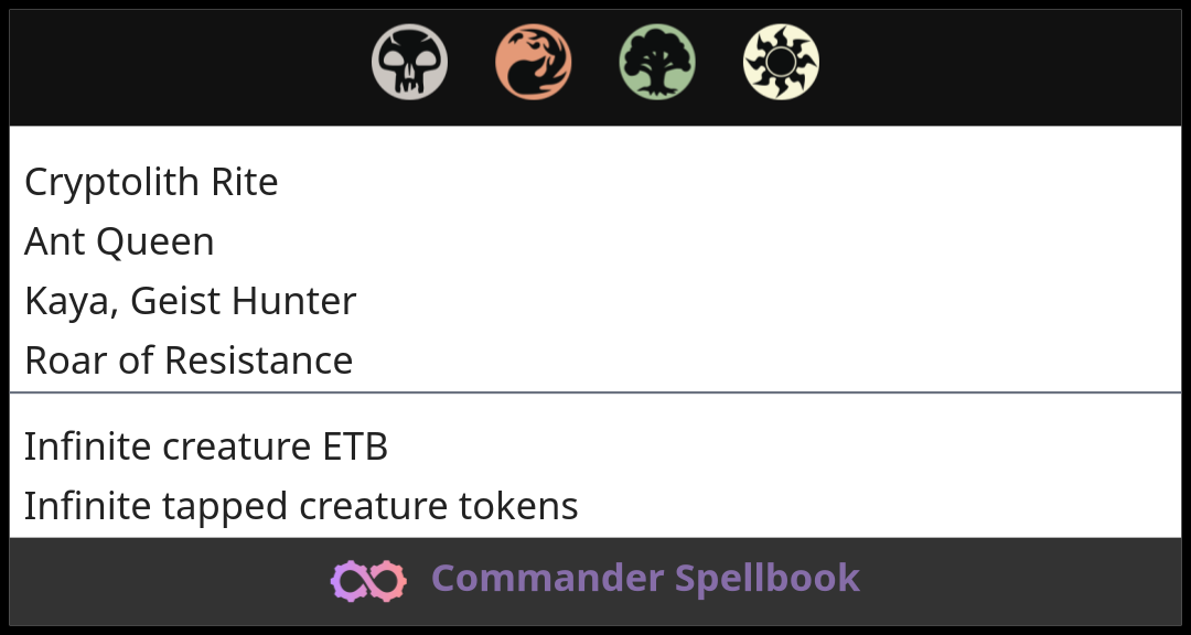 Cryptolith Rite | Ant Queen | Kaya, Geist Hunter (and one other card)