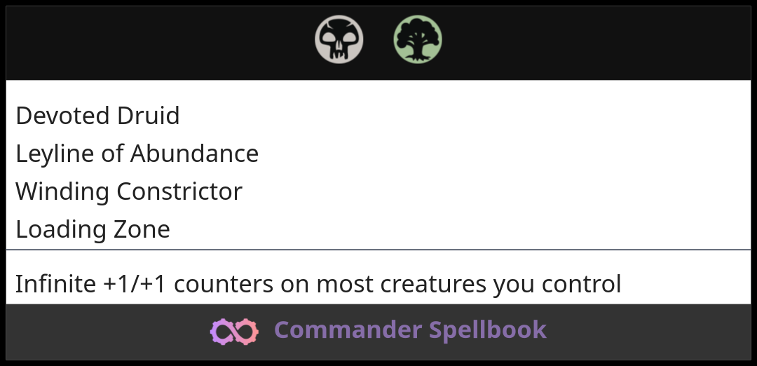 Devoted Druid | Leyline of Abundance | Loading Zone (and one other card)