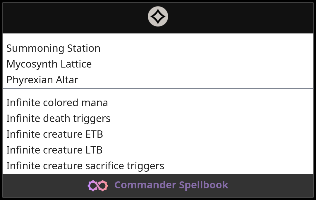 Summoning Station | Mycosynth Lattice | Phyrexian Altar