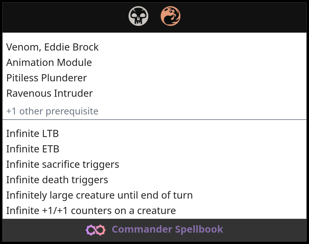 Venom, Eddie Brock | Animation Module | Pitiless Plunderer (and one other  card)