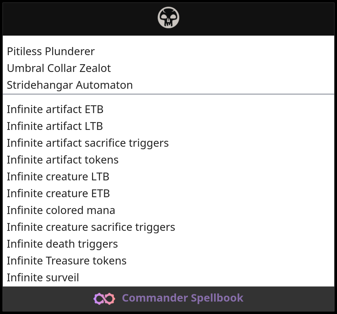 Pitiless Plunderer | Umbral Collar Zealot | Stridehangar Automaton