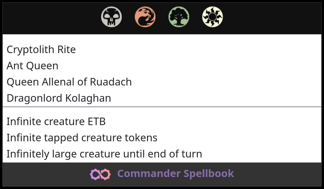 Cryptolith Rite | Ant Queen | Queen Allenal of Ruadach (and one other card)