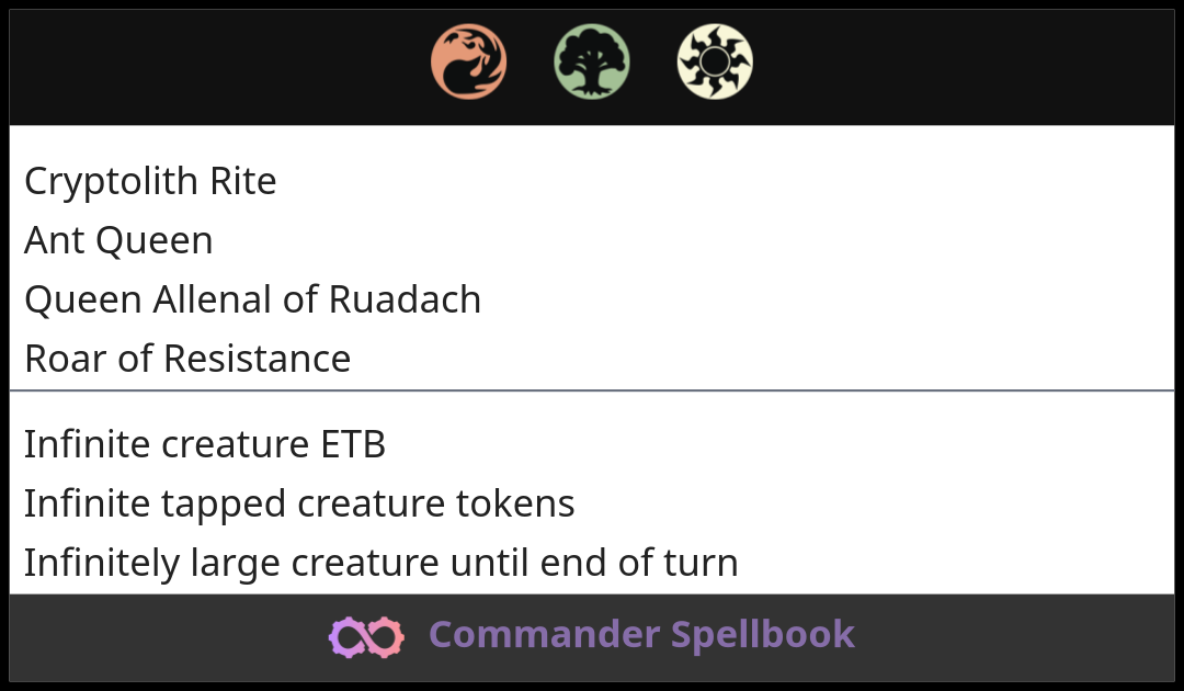 Cryptolith Rite | Ant Queen | Queen Allenal of Ruadach (and one other card)