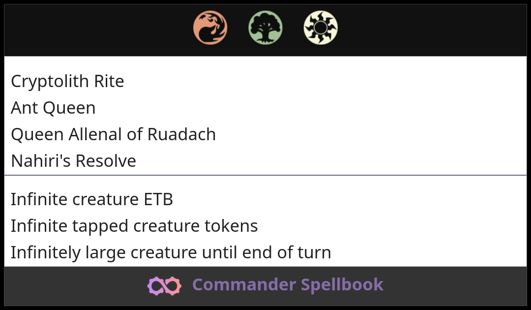 Cryptolith Rite | Ant Queen | Queen Allenal of Ruadach (and one other card)