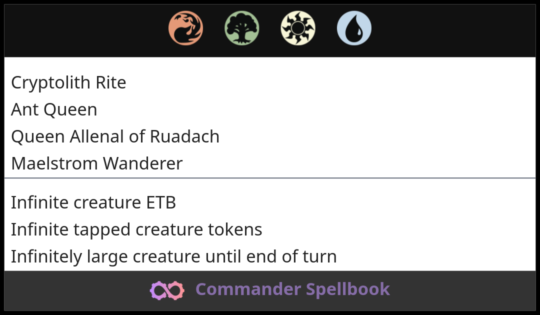 Cryptolith Rite | Ant Queen | Queen Allenal of Ruadach (and one other card)
