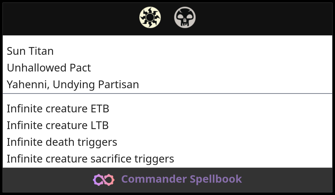 Sun Titan + Unhallowed Pact + Yahenni, Undying Partisan Combo ...