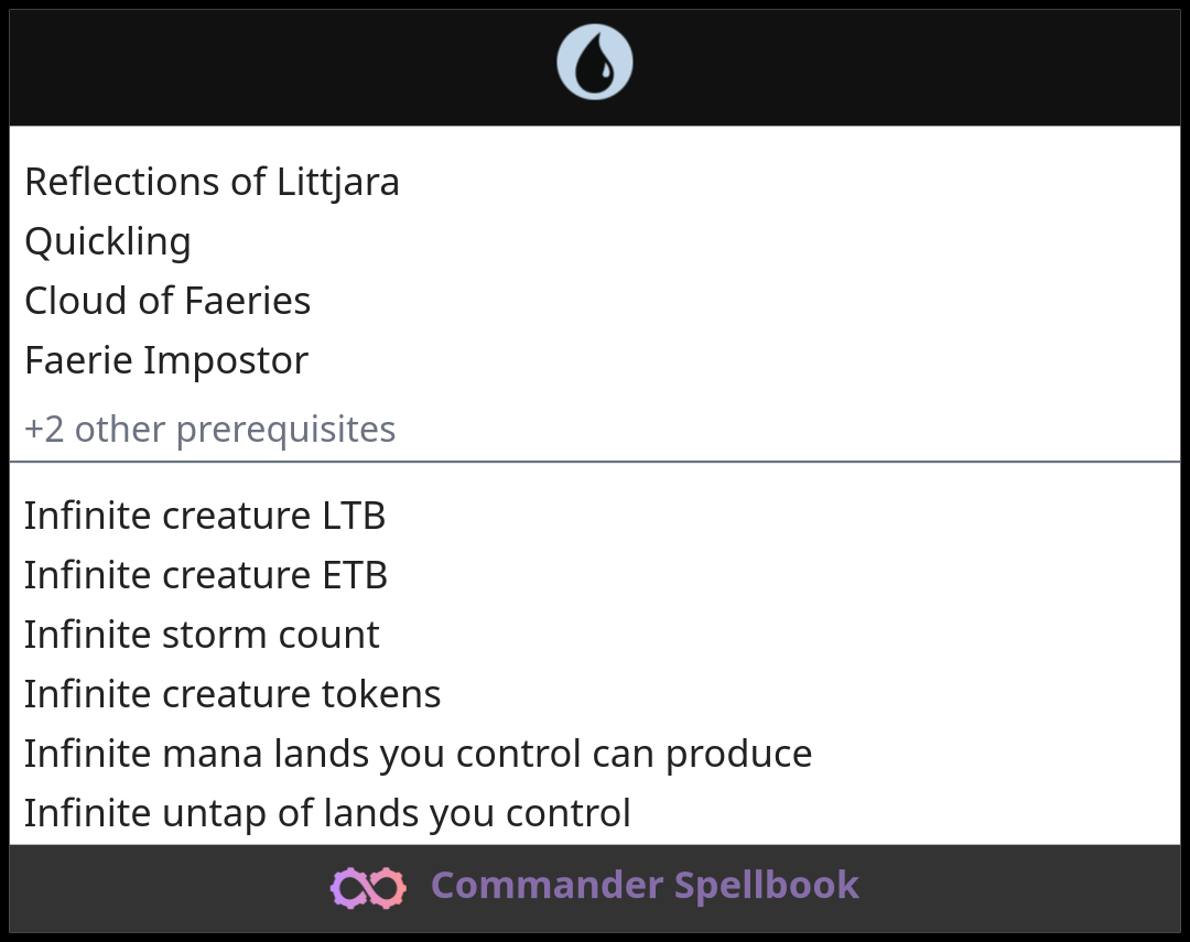 Reflections of Littjara | Quickling | Cloud of Faeries (and one other card)