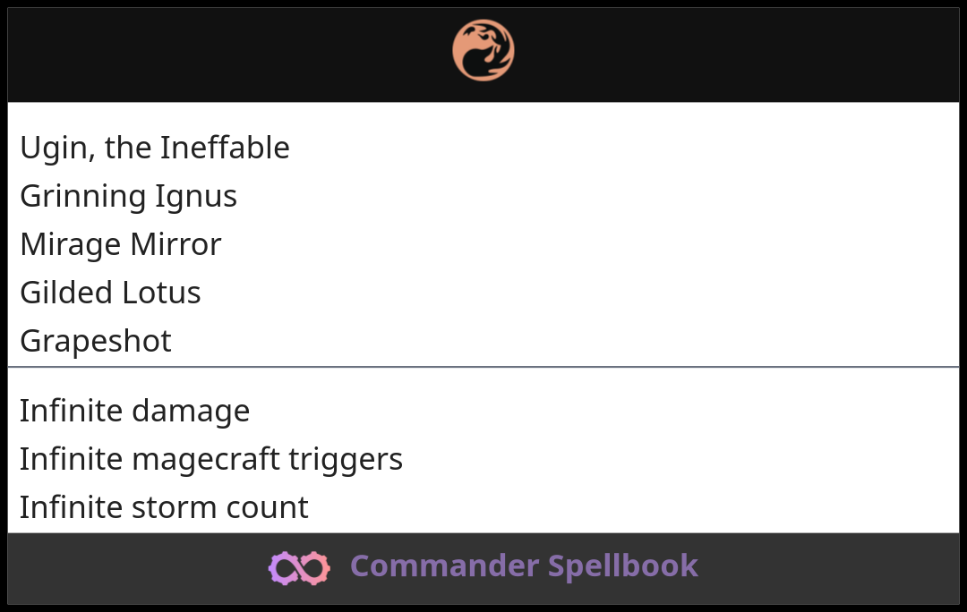 Ugin, the Ineffable | Grinning Ignus | Mirage Mirror (and two other cards)