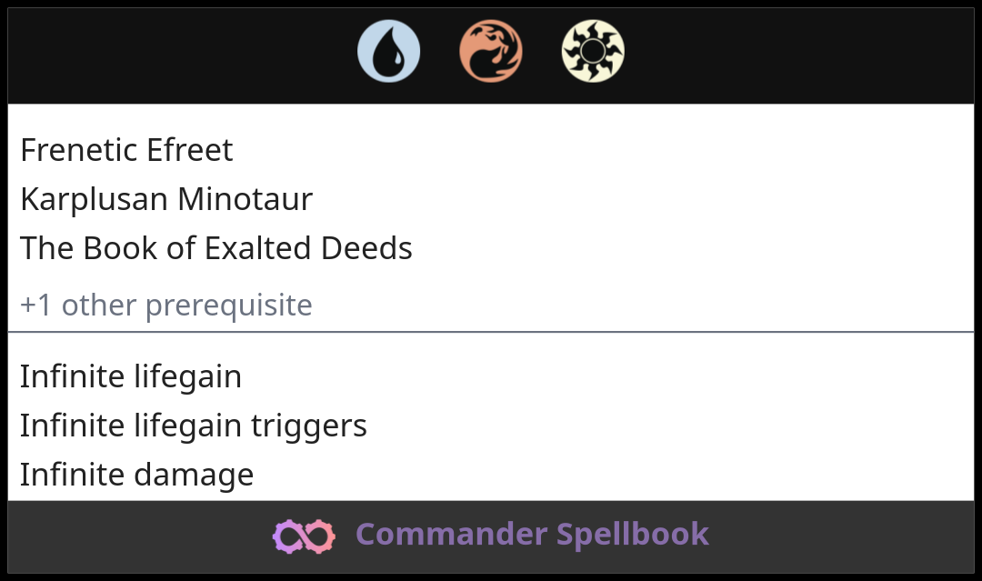 Frenetic Efreet + Karplusan Minotaur + The Book of Exalted Deeds Combo ...