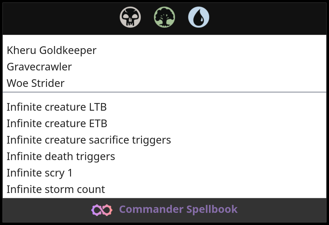 Kheru Goldkeeper | Gravecrawler | Woe Strider